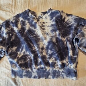 Blue Tie-Dye Women's Crop Sweatshirt